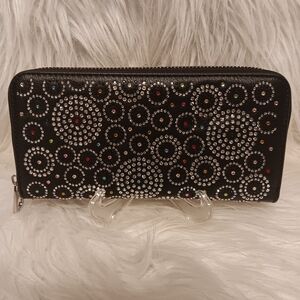 Elegant Black Colorful Stone Pattern Accordion Wallet